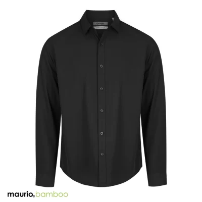 maurio bamboo black long-sleeve dress shirt