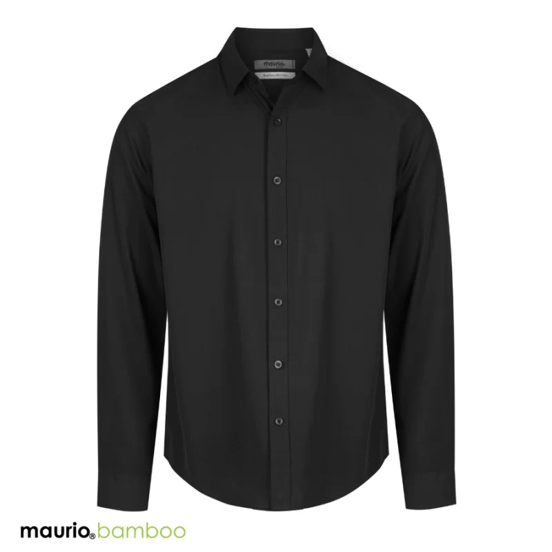 maurio bamboo black long-sleeve dress shirt