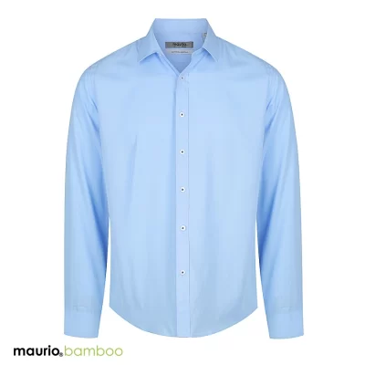 maurio bamboo sky-blue long-sleeve dress shirt