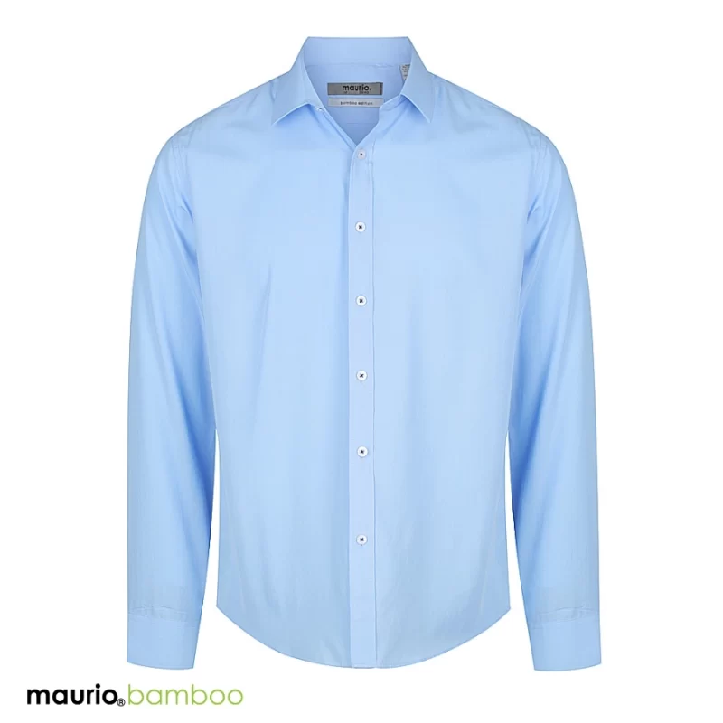 maurio bamboo sky-blue long-sleeve dress shirt