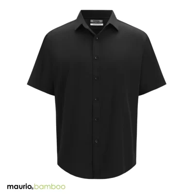 maurio bamboo black short-sleeve dress shirt
