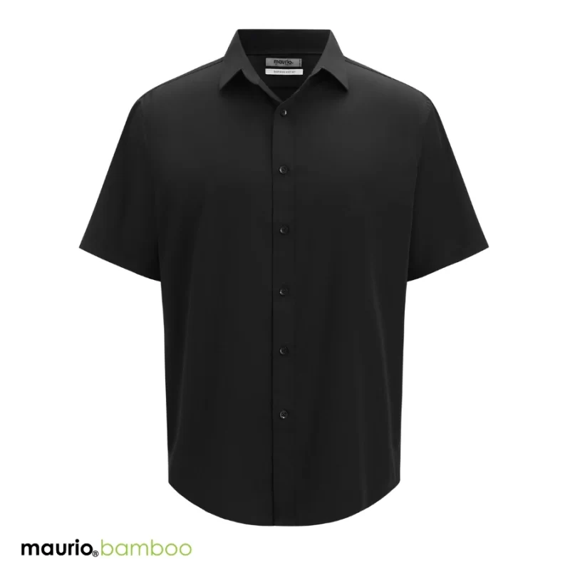 maurio bamboo black short-sleeve dress shirt
