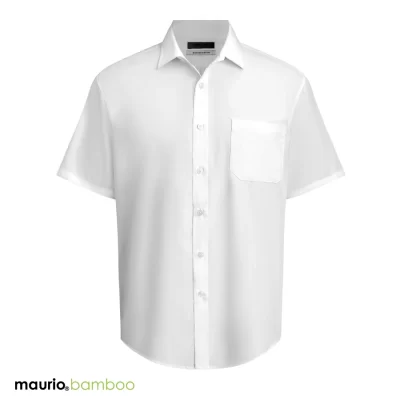 maurio bamboo white short-sleeve dress shirt