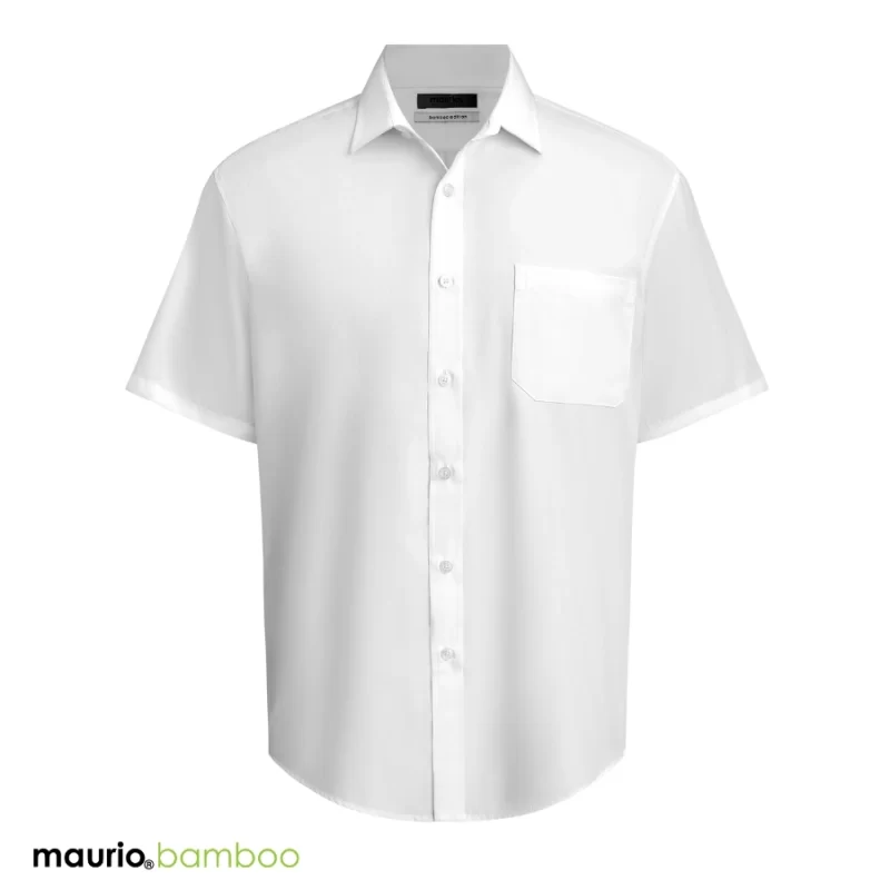 maurio bamboo white short-sleeve dress shirt