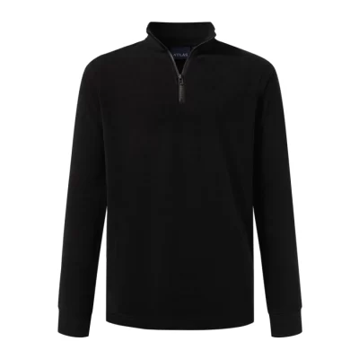ATLAS 1/4 Zip Black French Rib Men's Jumper