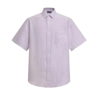 Geometric Patterned White Short-Sleeve Men's Shirt