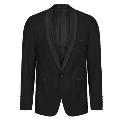 Maurio Men's Formal Jacket – Black with Black Satin Shawl Collar