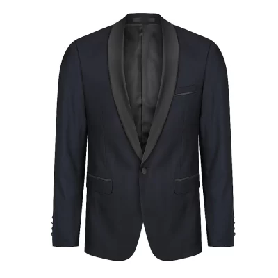 Maurio Men's formal Jacket – Navy with Black Satin Shawl Collar